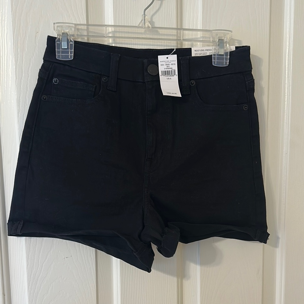 America Eagle Women's Black Denim Shorts